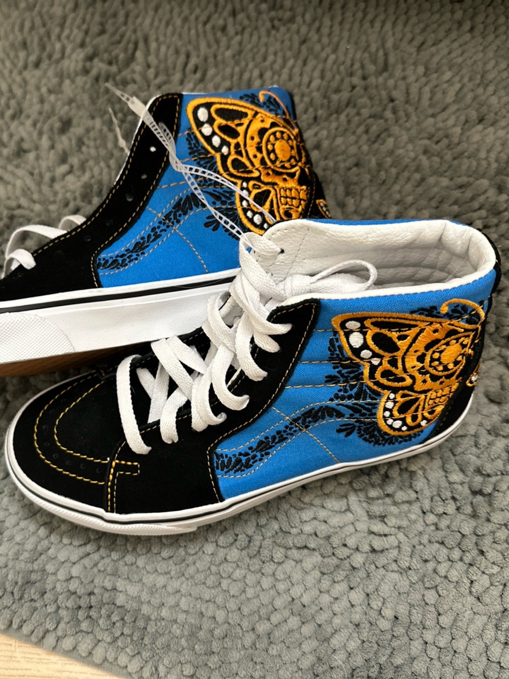 NWT Vans Dia de Los Muertos Sneakers-Black, Blue & Gold Embroidery 6.5 women’s